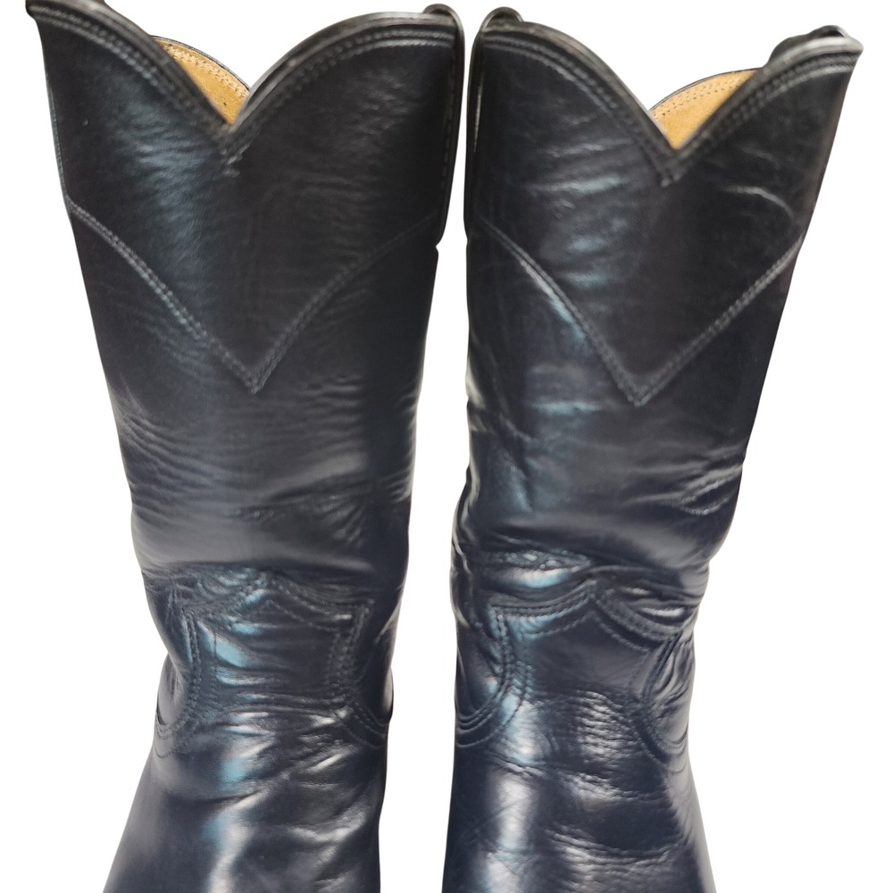 Justin Ropers Black Leather Boots Womens 6.5B Cowboy Western Rodeo USA Vintage - Picture 3 of 14